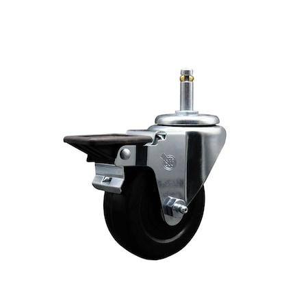 Service Caster 3.5'' Soft Rubber Wheel Swivel 7/16'' Grip Ring Stem Caster with Brake SCC-GR20S3514-SRS-PLB-716138